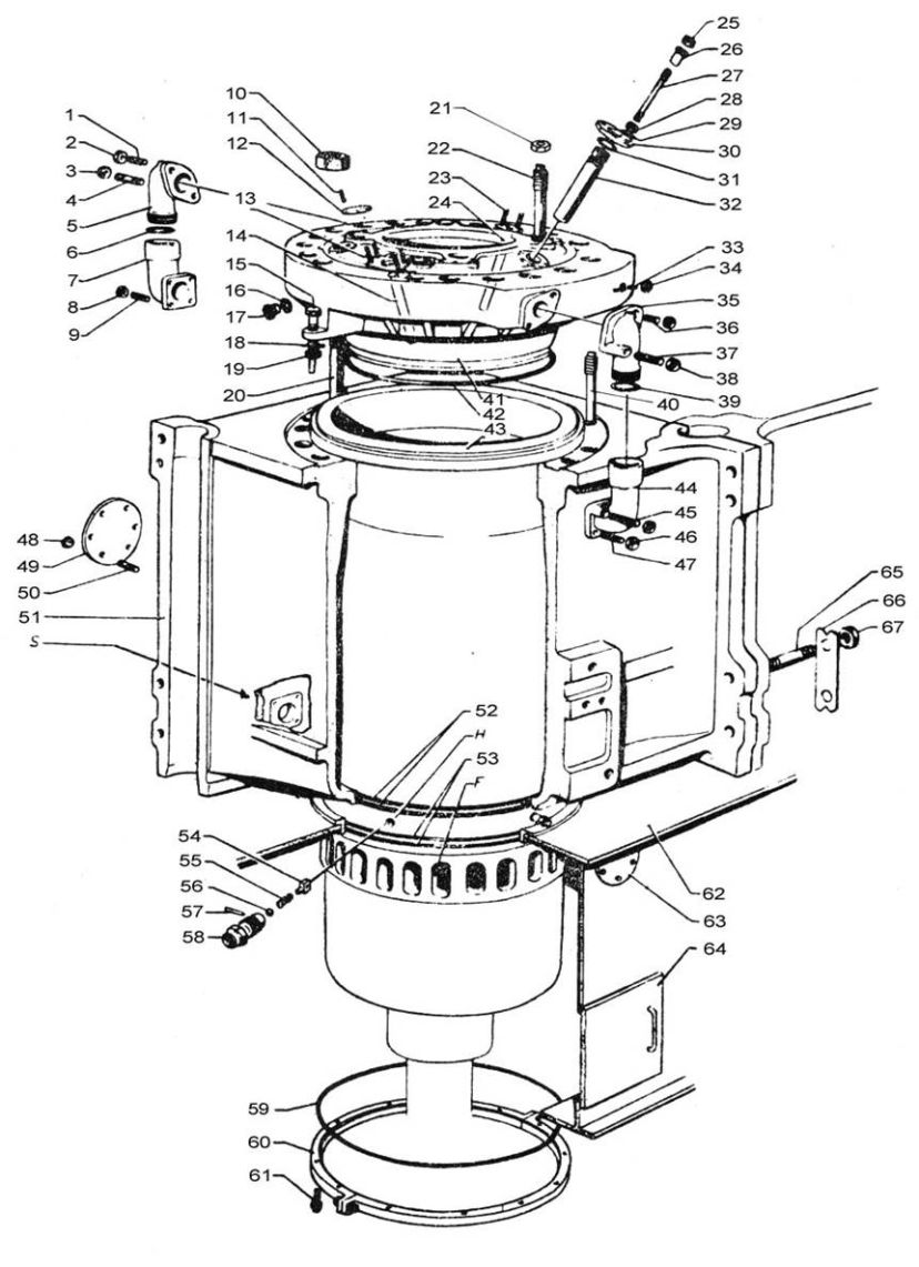 Cămaşa cilindrilor şi chiulasa - exploded diagram